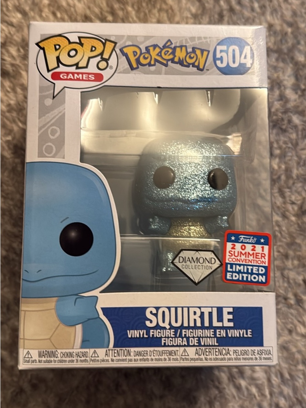 Funko Pop! Games Pokémon Squirtle Glitter Blue & Silver Vinyl Figure